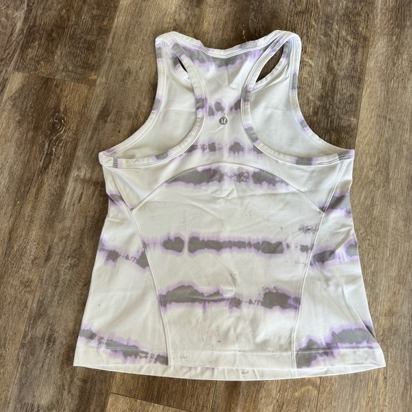Lululemon 🍋 COOL RACERBACK SHORT TANK TOP *NULU Size: 8 Tie-Dye Purple & White - Picture 2 of 2